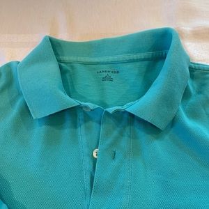 Lands end men’s polo short sleeve shirt. Large 42-44, turquoise blue green.